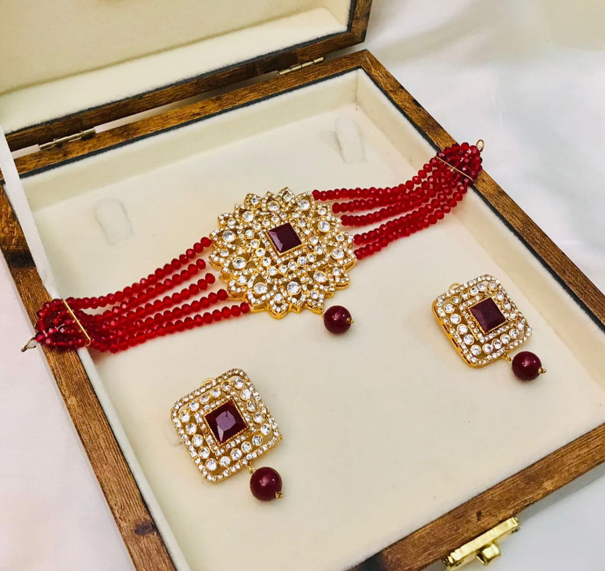 NEELUM Choker Set: Available in Pearl, Green, Blue, and Maroon