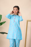 Girls 2-Piece Light Blue Floral Suit – Sweet & Stylish For Girls