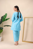 Girls 2-Piece Light Blue Floral Suit – Sweet & Stylish For Girls