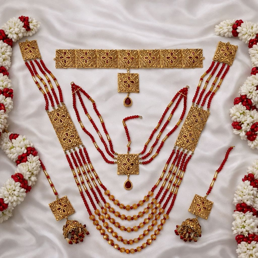 Royal Bridal Gold-Plated Choker Mala Set with Mathapatti For Women