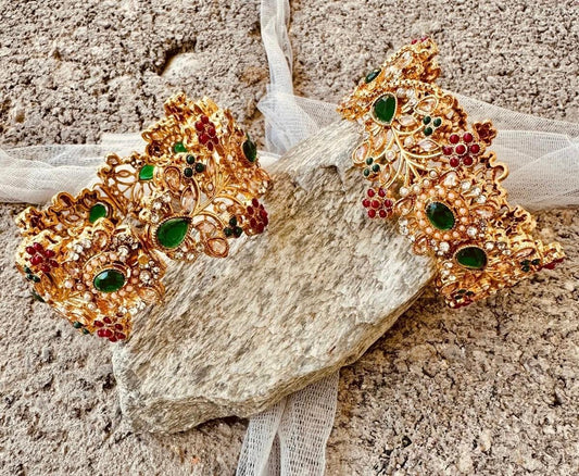 Royal Nauratan Mughlai Gold Bangles For Women
