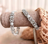 Bloom Zircon Silver Floral Bangles For Women