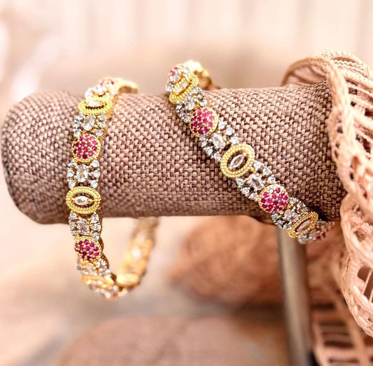 Bloom Luxe Ruby Zircon Bangles For Women