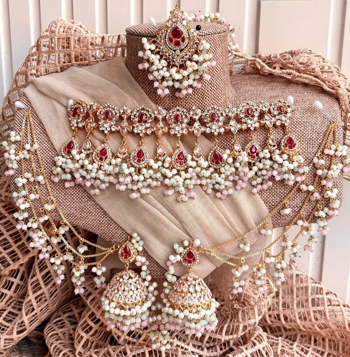 Sunehri Veil Gold Choker Set For Women