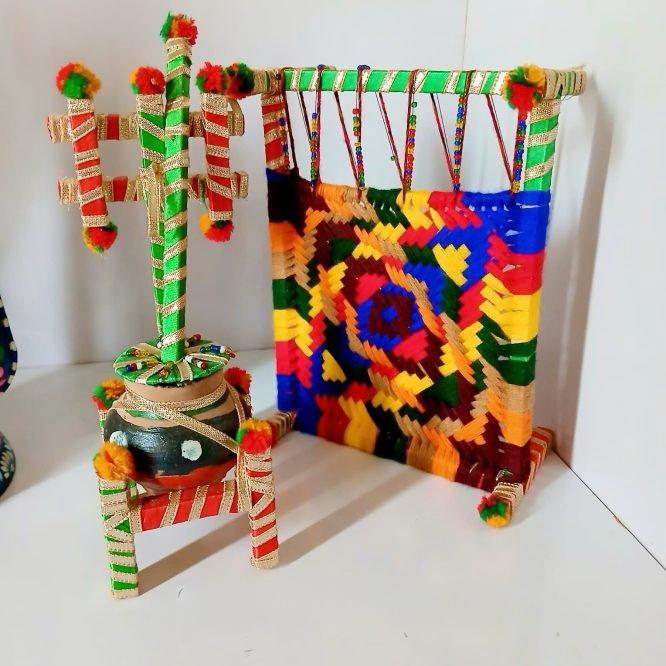 Pakistani Traditional Charpai & Doi Miniature For Decoration