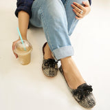 Whisper Weave Chic Geometric Lace-Up Flats For Women