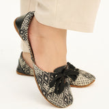 Whisper Weave Chic Geometric Lace-Up Flats For Women