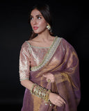 Selene Ice Blue Tissue Silk Saree Set For Women