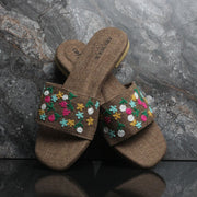 Exclusive Hand-Embroidered Jute Footwear For Women