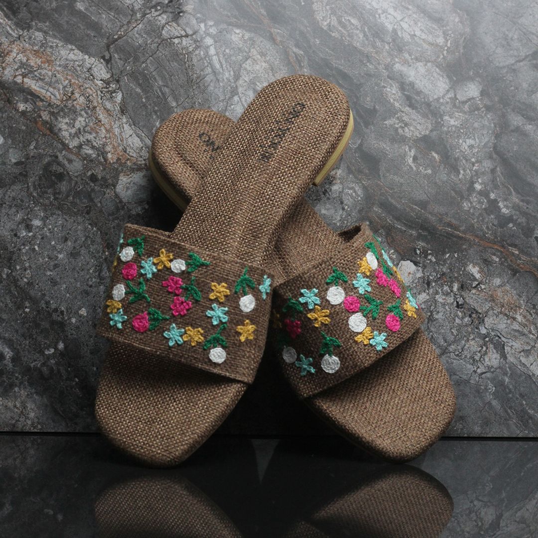 Exclusive Hand-Embroidered Jute Footwear For Women