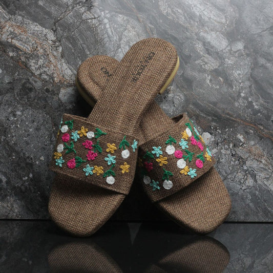 Exclusive Hand-Embroidered Jute Footwear For Women