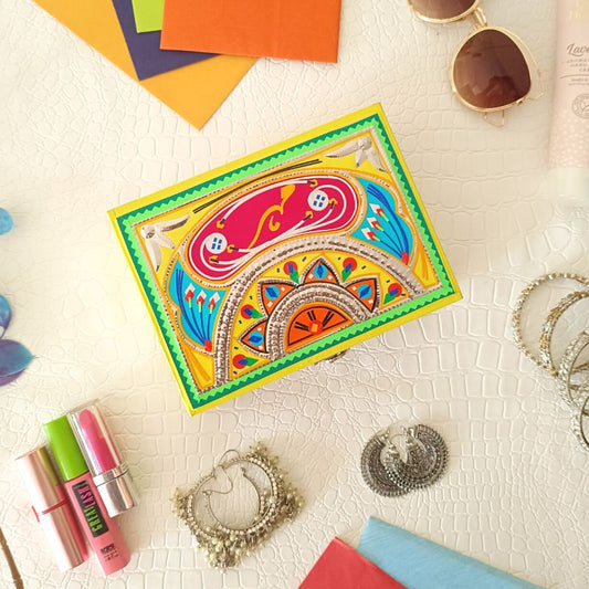 Yellow Truck-Art Hand Painted Customized Wooden Jewelry Box