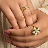 Zeebaa Floral Pearl Ring By Dazzle