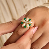 Zeebaa Floral Pearl Ring By Dazzle