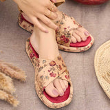 Saba – Cream Floral Velvet Platform Sliders For Women