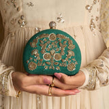 Emerald Green Zuray Festive Handbag/Clutch By Dazzle