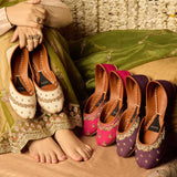 Badami Brown Khussas with Embellishments By Dazzle