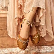 Badami Brown Khussas with Embellishments By Dazzle