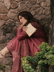 Zeba – Dusty Rose Embroidered Winter Suit For Women