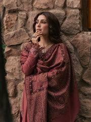 Zeba – Dusty Rose Embroidered Winter Suit For Women