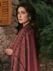 Zeba – Dusty Rose Embroidered Winter Suit For Women