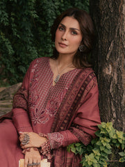 Zeba – Dusty Rose Embroidered Winter Suit For Women