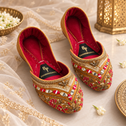 Zarposh Mustard Velvet Khussa For Women