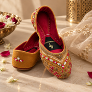 Zarposh Mustard Velvet Khussa For Women