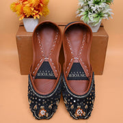 Exclusive Handcrafted Black Raw Silk Khussas For Women