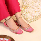 Mehfil Mirror Embellished Suede Khussa For Women