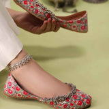 Pomegranate Lattice Khussa – Bold Tradition with Beaded Grace For Women
