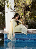 Amel – Light Yellow Embroidered Eid Ensemble Unstitched Lawn Suit  For Women
