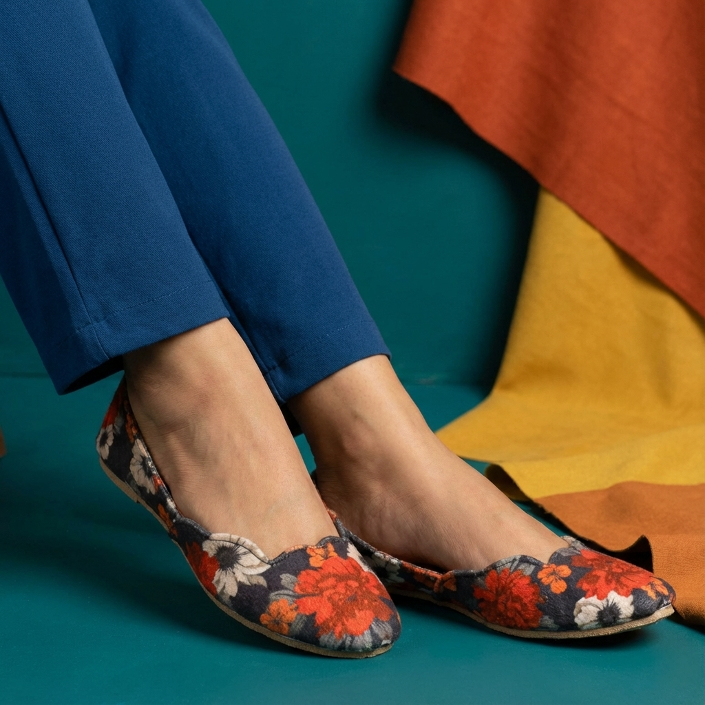Wisteria Velvet Khussa – Elegant Printed Everyday Wear For Women