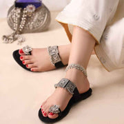 Rang-e-Gul Kolhapuri – Velvet Elegance with Silver Charm For Women