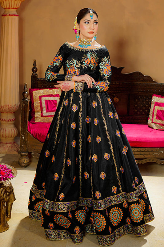 DIYA Luxe Black Raw Silk Lehenga For Women