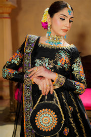 DIYA Luxe Black Raw Silk Lehenga For Women