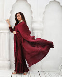 Sapphire Pleated Silk Gown Saree For Women
