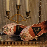 Ombre Oasis Pink Handcrafted Floral Khussa For Women