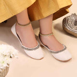 Velvet Beaded Party Khussa For Women