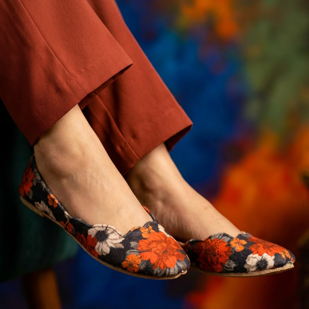 Wisteria Velvet Khussa – Elegant Printed Everyday Wear For Women