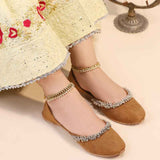 Velvet Beaded Party Khussa For Women