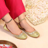 Mehfil Mirror Embellished Suede Khussa For Women