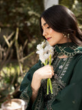 Fatin – Regal Bottle Green Luxury Embroidered Lawn Ensemble Unstitched Suit  For Women
