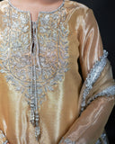 Ayla Golden Embroidered 3-Piece Formal Suit For Women