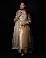 Ayla Golden Embroidered 3-Piece Formal Suit For Women