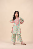 Girls Light Green Floral Printed Suit – Fresh and Vibrant Look For Girls