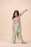 Girls Light Green Floral Printed Suit – Fresh and Vibrant Look For Girls