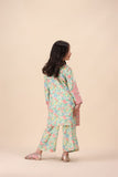 Girls Light Green Floral Printed Suit – Fresh and Vibrant Look For Girls