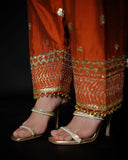 Red 3-Piece Embroidered Cotton Silk Suit – Keva For Women