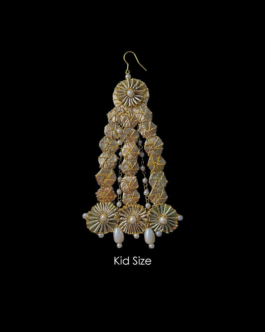 Kids Golden Noor Gota Jhoomar – Handmade Hair Pin For Kids